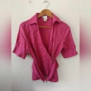 Nara Camicie Pink Top Size III/M Wrap Blouse